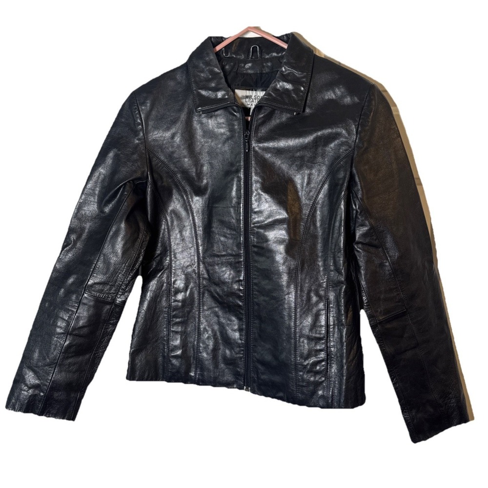 Wilsons Leather Maxima Women's Black Genuine Leather Jacket M Fitted Zip Classic